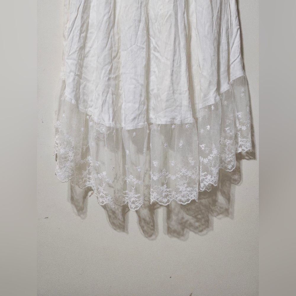 NWT BloomChic White Ruffle Sleeve Lace Hem High Low Dress Cottagecore Size 12 - Picture 7 of 12